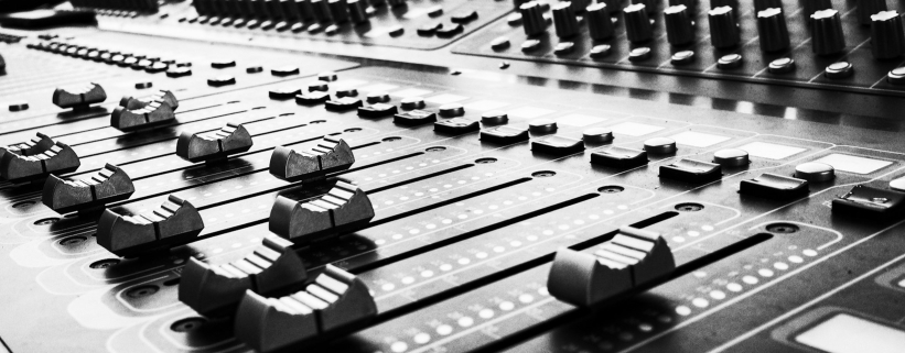 A mixing board used to master albums A mixing board used to master albums